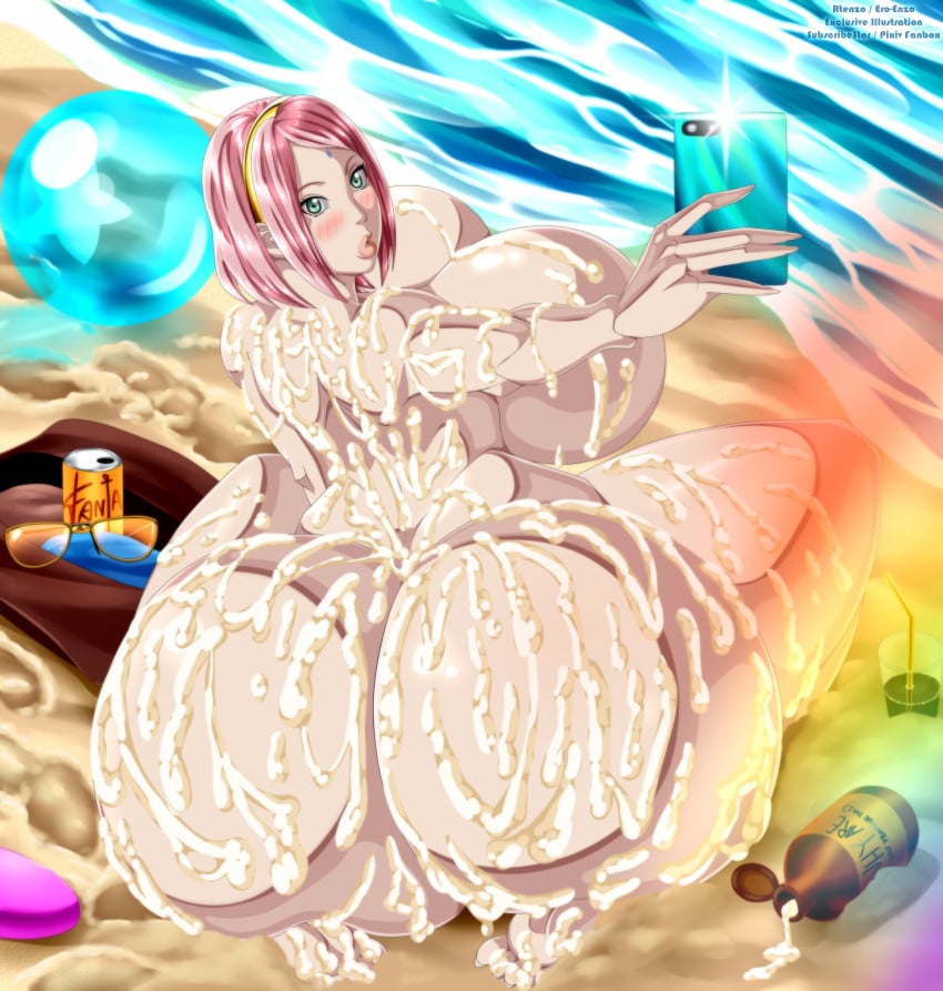 1girls after_sex alternate_version_available bad_anatomy beach beach_ball big_breasts blush bob_cut boruto:_naruto_next_generations bubble_ass bubble_butt cellphone cum cum_covered cum_everywhere cum_on_breasts cum_on_thighs ero-enzo excessive_cum facial_mark fat_ass fat_butt female female_focus female_only flashing forehead_mark from_behind full_lips glasses green_eyes hairband headband holding_cellphone holding_object huge_ass huge_butt light-skinned_female light_skin looking_at_viewer looking_back mature mature_female mature_woman milf naruto naruto_(series) nude nude_female ocean on_knees outdoors pink_hair plump rtenzo sakura_haruno sand selfie shiny shiny_hair shiny_skin shore short_hair shounen_jump smartphone soda soda_can solo solo_female solo_focus sun_cream sunglasses taking_picture thick_legs thick_lips thick_thighs voluptuous water watermark