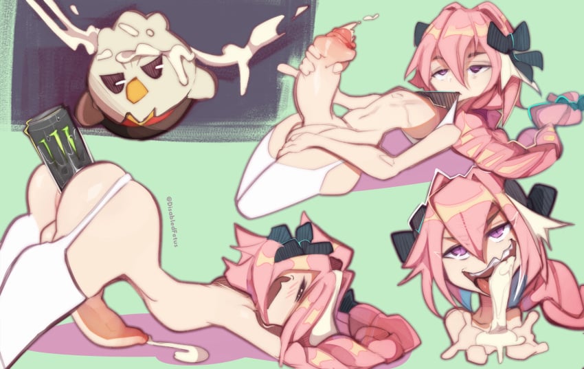 1boy anal anal_storage androgynous astolfo_(fate) astolfo_monster_cosplay_(meme) balls beverage beverage_can big_ass big_penis can can_in_ass can_insertion cum disabledfetus ejaculation erection fate/grand_order fate_(series) femboy foreskin hands-free handsfree_ejaculation huge_cock human hung_trap improvised_dildo improvised_sex_toy light-skinned_male light_skin male male_only masturbation monster_energy orgasm pale_skin penis pink_hair solo thick_thighs top-down_bottom-up wide_hips