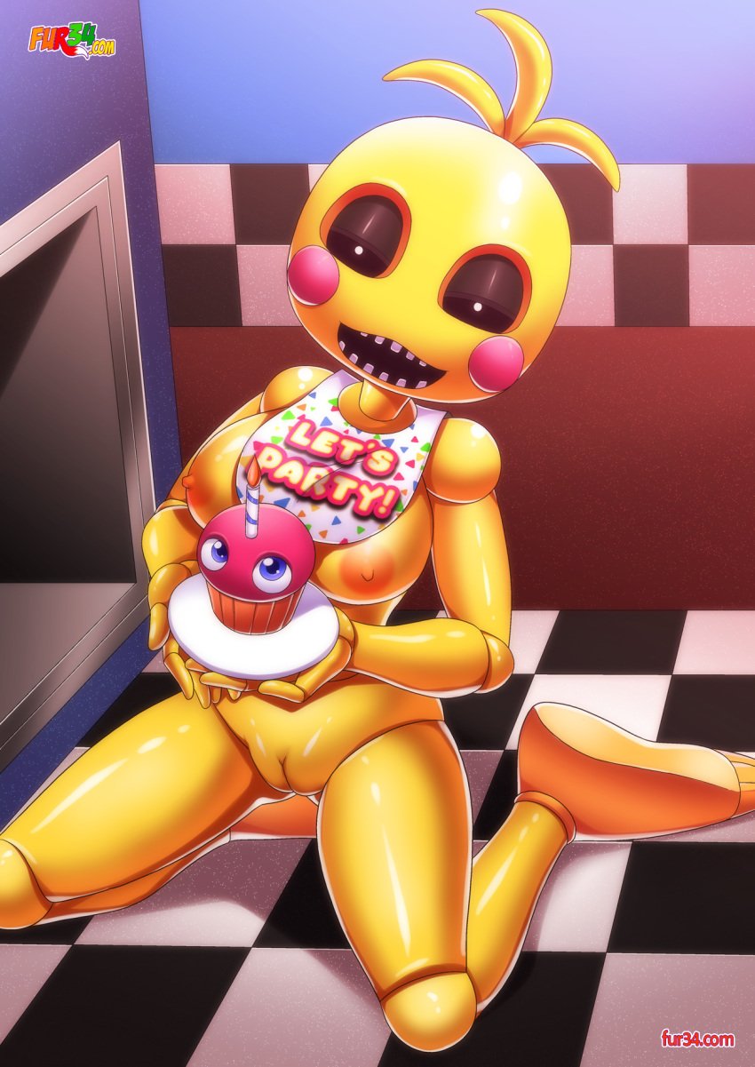 animatronic anus bbmbbf breasts cupcake female female_only five_nights_at_freddy's five_nights_at_freddy's_2 fur34 nipples no_humans nude palcomix toy_chica_(fnaf)