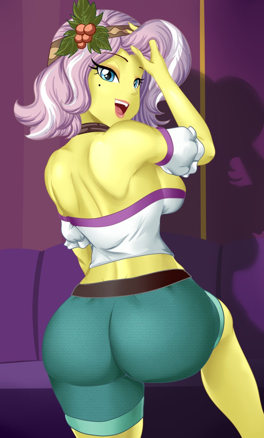 1girls ass bare_shoulders beauty_mark big_ass breasts bubble_butt cogbrony dat_ass dimples_of_venus equestria_girls female flower flower_in_hair friendship_is_magic hasbro hips huge_ass large_ass looking_back my_little_pony open_mouth shorts sideboob solo solo_female thick thick_ass thick_thighs thighs vignette_valencia wide_hips