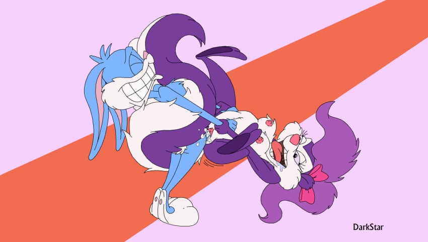 anthro buster_bunny darkstar female fifi_la_fume fur furry male mammal rabbit skunk straight tagme tiny_toon_adventures