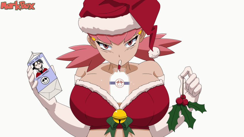 1girls animated artist_name bare_shoulders breasts christmas christmas_bikini christmas_hat christmas_outfit cleavage drinking_milk ethan_(pokemon) female female_focus female_only gloves human human_only large_breasts looking_at_viewer markbox milk milk_bottle miltank mistletoe moomoo_milk pokemon pokemon_gsc santa_hat solo solo_female solo_focus straw white_gloves whitney_(pokemon)