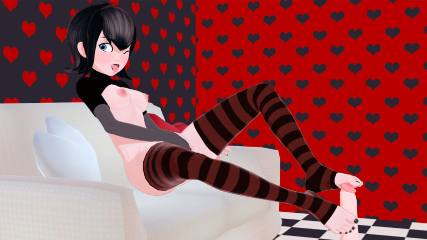 1girls 3d black_hair black_lipstick black_nails blush bottomless breasts breasts_out butts69420 couch disembodied_penis fangs feet female fingernails foot_fetish footjob footjob_with_legwear goth heart high_resolution highres hotel_transylvania illusion_soft koikatsu masturbating masturbation mavis_dracula nail_polish png socks squint thighhighs toeless_legwear toeless_socks toenail_polish toenails toes tongue_out unseen_male_face vampire