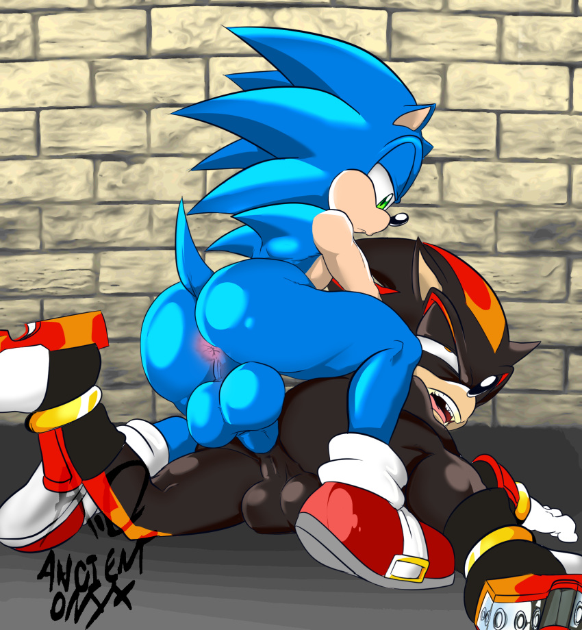 2boys anal ancient-onyx anthro anus ass balls black_hair black_hair_bottom blue_hair blue_hair_on_black_hair blue_hair_top domination duo furry gay gay_sex genitals hi_res light_hair_on_dark_hair male male/male male_only penis sega sex shadow_the_hedgehog shoes sonadow sonic_(series) sonic_the_hedgehog sonic_the_hedgehog_(series)