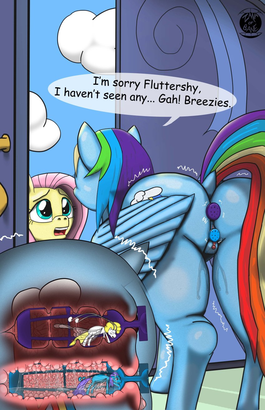 absurd_res anal anal_sex anal_vore antennae_(anatomy) anthro ass blue_body breezie_(mlp) buttplug clitoris dock english_text equid equine fairy fluttershy_(mlp) friendship_is_magic genitals hi_res internal mammal my_little_pony open_mouth pegasus penetration plug_(sex_toy) pussy rainbow_dash_(mlp) sex_toy signature text unbirthing vaginal_penetration vore white_body wings yellow_body zaneofbane