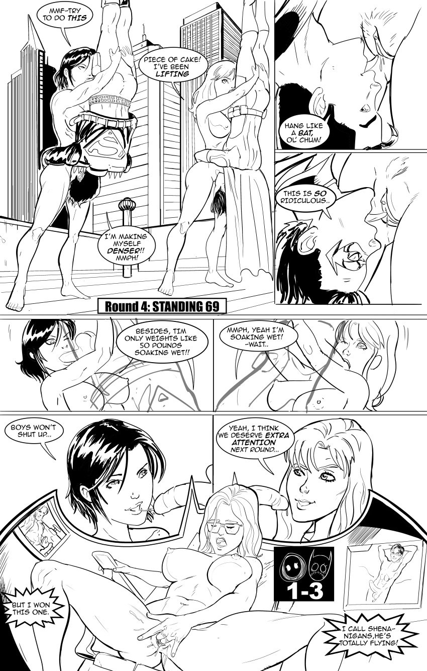 2boys 3girls barbara_gordon batgirl batgirl_(cassandra_cain) batgirl_(stephanie_brown) batman_(series) big_breasts black_and_white cassandra_cain comic comic_page computer conner_kent cunnilingus dc dc_comics dick_grayson eating_pussy jason_bard kon-el lifting lifting_person long_hair male masturbation nightwing oracle oral oral_sex robin_(dc) robin_(tim_drake) scars sex short_hair sketchatron spoiler_(dc) stephanie_brown superboy superboy_(conner_kent) superman_(series) tagme tim_drake toned toned_female wheelchair