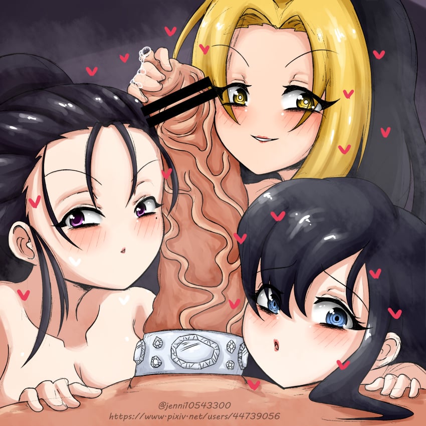 1boy 3girls :o bar_censor big_penis black_hair blonde_hair blue_eyes blush canon_couple censored cock_ring cock_worship demon_slayer erection faceless_male female female_focus hinatsuru_(kimetsu_no_yaiba) holding_penis huge_cock husband_and_wives jennifermabel kimetsu_no_yaiba looking_at_viewer makio_(kimetsu_no_yaiba) male_pov married_couple mole_under_eye nude penis ponytail precum precum_drip purple_eyes small_mouth smile suma_(kimetsu_no_yaiba) the_wives_(kimetsu_no_yaiba) two_tone_hair uzui_tengen veiny_penis yellow_eyes