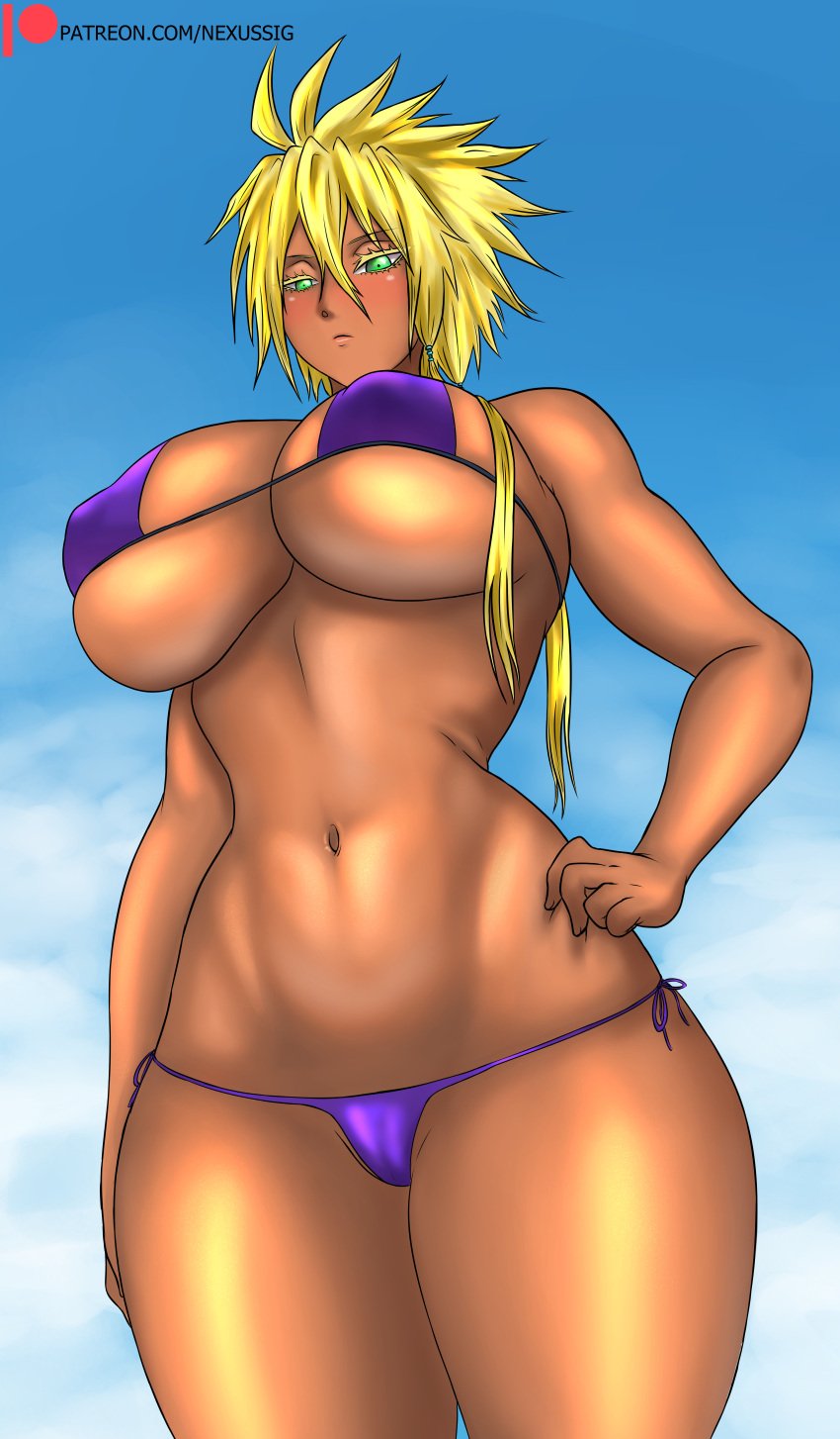 alternate_costume big_breasts bikini bleach braids breasts brown_skin busty cameltoe curvaceous curvy curvy_body curvy_female curvy_figure dark-skinned_female dark_skin eyelashes female female_only fit fit_female green_eyes hand_on_waist hourglass_figure huge_breasts micro_bikini nexus-sig patreon_username purple_bikini revealing_swimsuit shiny shiny_hair shiny_skin short_hair short_hair_with_long_locks side-tie_bikini skimpy skimpy_bikini skindentation slim_waist small_bikini solo solo_focus spiky_hair standing swimsuit tia_harribel twin_braids underboob unmasked url voluptuous watermark web_address yellow_hair