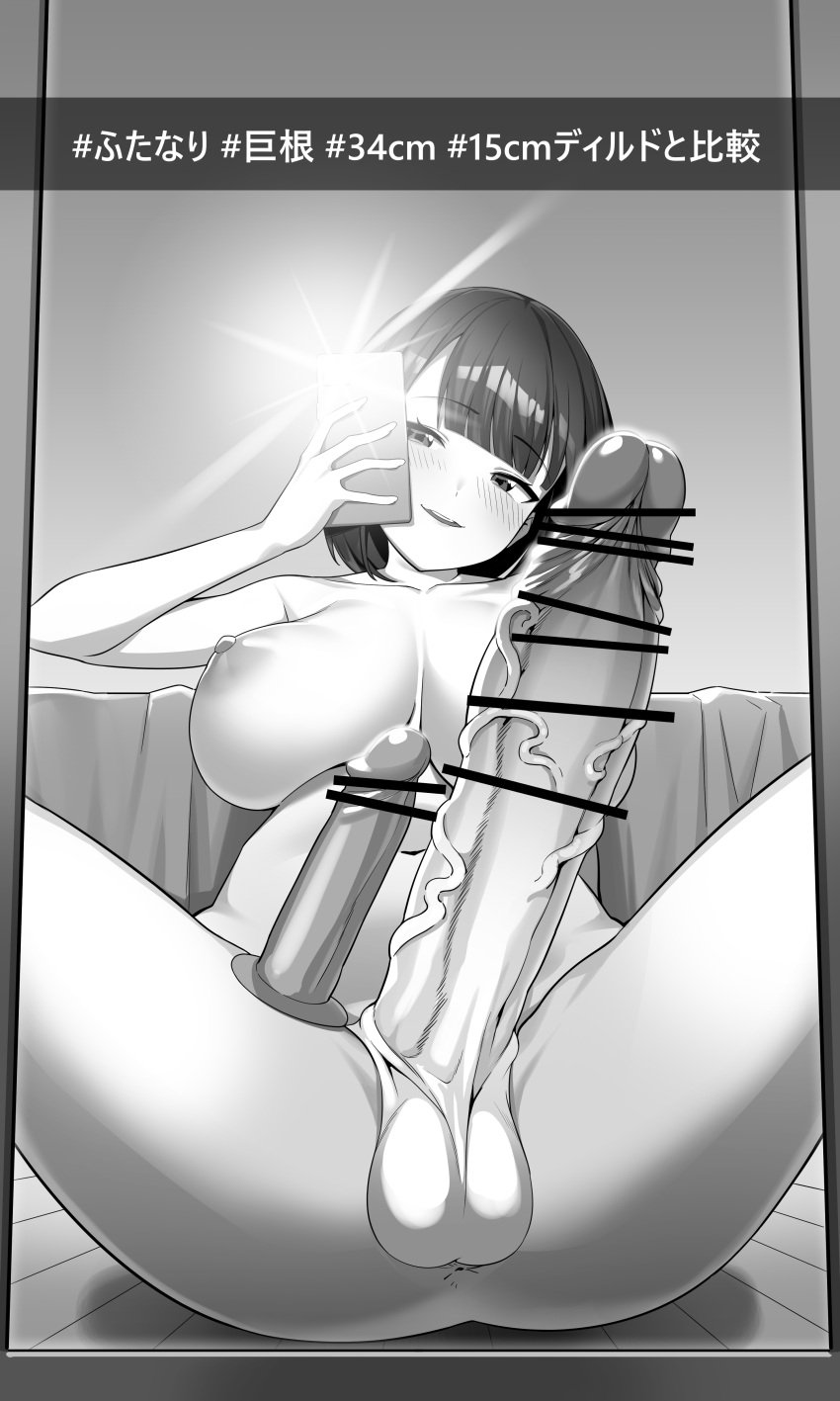 1futa absurd_res areolae balls bangs big_balls big_breasts black_hair breasts camera_flash censored censored_dildo censored_penis dildo erection futa_only futanari gomu_(artist) huge_cock human japanese_text measurements mirror mirror_selfie nipples nude original penis phone pointless_censoring selfie sex_toy size_comparison snapchat solo spread_legs text