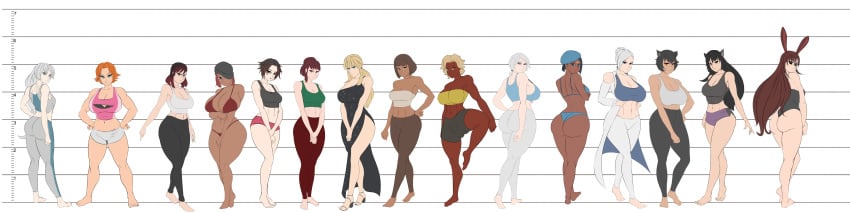 2022 amber_(rwby) an_ren arslan_altan barefoot black_hair blake_belladonna blonde_hair brown_hair bunny_ears cat_ears ciel_soleil dark-skinned_female dark_skin fanfiction female female_only gray_shorts kali_belladonna leggings lineup may_zedong milf mother_and_daughter multiple_girls nora_valkyrie orange_hair original_character pink_shorts purple_shorts red_hair ruby_rose rwby smiling_samurai summer_rose velvet_scarlatina weiss_schnee white_hair willow_schnee winter_schnee