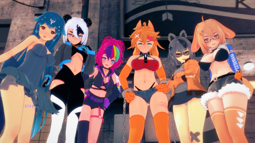 3d 6girls admiral_bahroo bao_(vtuber) big_breasts buffpup_(vtuber) bunny_gif bunny_girl cleavage demon_girl female female_only flat_chest fully_clothed furry group horny_female indie_virtual_youtuber koikatsu looking_down_at_viewer racoon_girl renhentai samantha_(admiral_bahroo) snuffy techycutie vchiban virtual_youtuber vtuber whale_girl wings wolf_girl wolf_humanoid