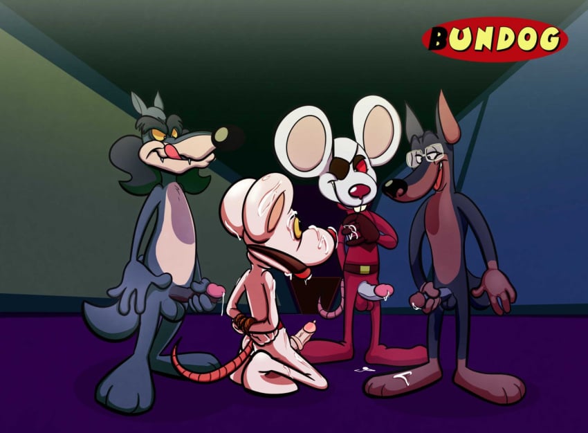 4boys arms_behind_back ball_gag bound_arms bundog canine cum danger_mouse eye_patch furry furry_only gag gagged licking_lips male male_only mouse open_mouth rape red_sclera white_fur