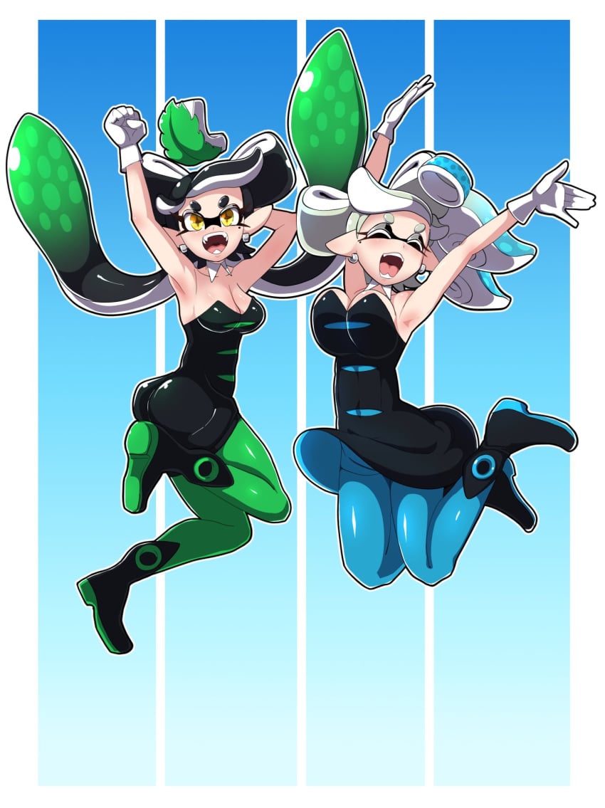 94usa beauty_mark callie_(splatoon) cephalopod_humanoid duo inkling marie_(splatoon) smooth_skin splatoon squid_sisters usa_(dai9c_carnival)