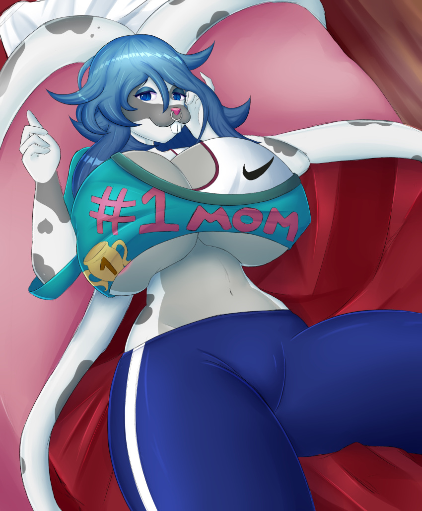 anthro big_breasts blue_hair breasts bunny_girl clothed clothing cute female female_only furry loa_draw milf thick_thighs thighs tight_clothing