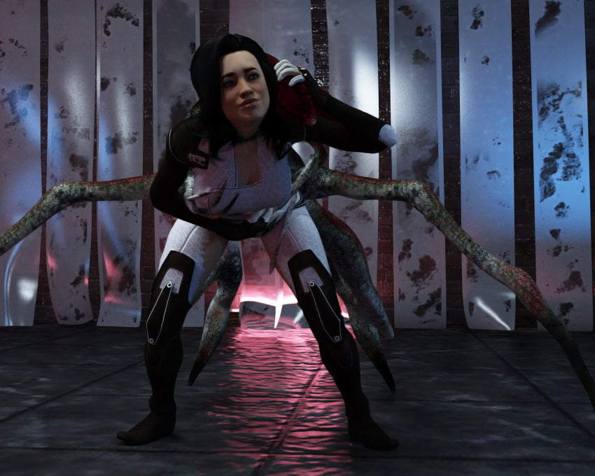 1boy 1girls 3d alien bestiality big_ass big_breasts big_butt black_hair blue_eyes bodysuit boots captured catsuit caught cerberus digital_media_(artwork) female geebee genitals hi_res highres interspecies kidnapped male mass_effect mass_effect_2 mass_effect_3 miranda_lawson rape surprise surprise_sex surprised zoophilia