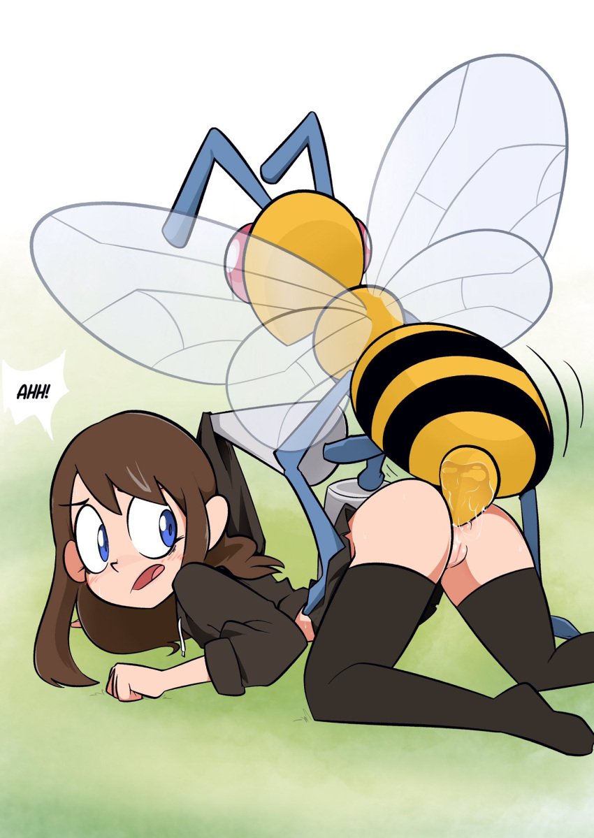 2021 anal anal_sex arthropod ass ass_up beedrill brown_hair clothing duo emily_(joshin) female female_on_feral female_penetrated feral feral_penetrating feral_penetrating_human from_behind_position genitals hair hi_res hoodie human human_on_feral human_penetrated hymenopteran insect insect_wings insects interspecies joshin legwear looking_back male male/female male_on_human male_penetrating male_penetrating_female mammal nintendo penetration pokémon_(species) pokemon pokephilia pussy questionable_consent rear_view sex stinger stockings thigh_highs topwear video_games wings zoophilia