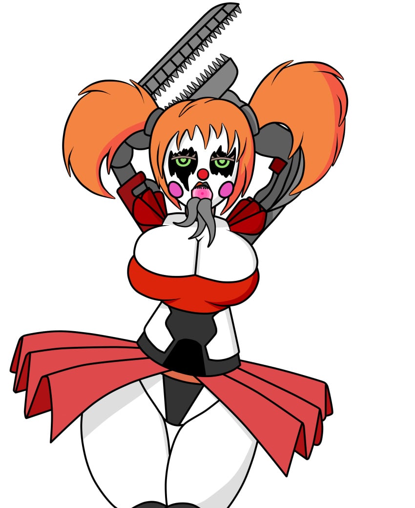 1girls animatronic baby_(fnafsl) big_breasts breasts circus_baby circus_baby_(fnaf) claw clown clown_girl clown_makeup clown_nose description female female_focus female_only five_nights_at_freddy's five_nights_at_freddy's_6 fnaf freddy_fazbear's_pizzeria_simulator green_eyes lipstick looking_at_viewer multi_tongue open_mouth orange_hair panties robot robot_girl robot_humanoid rosy_cheeks scrap_baby scrap_baby_(fnaf) seductive skirt tongue tongue_out twintails white_skin zaftero_(artist)