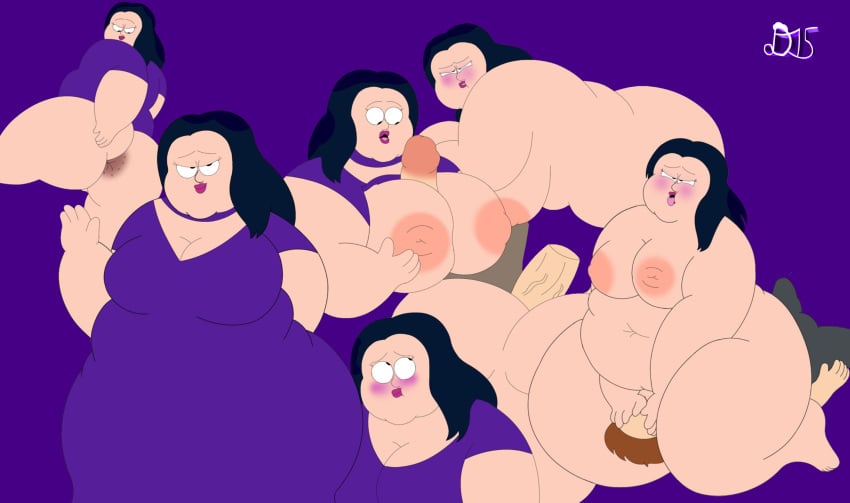 american_dad anal anus_focus bbw big_ass big_breasts black_hair blush boner boobjob bottomless collage cooldeverage debbie_hyman doggy_style facesitting female_only goth grown_up looking_at_viewer nude overweight overweight_female riding steve_smith