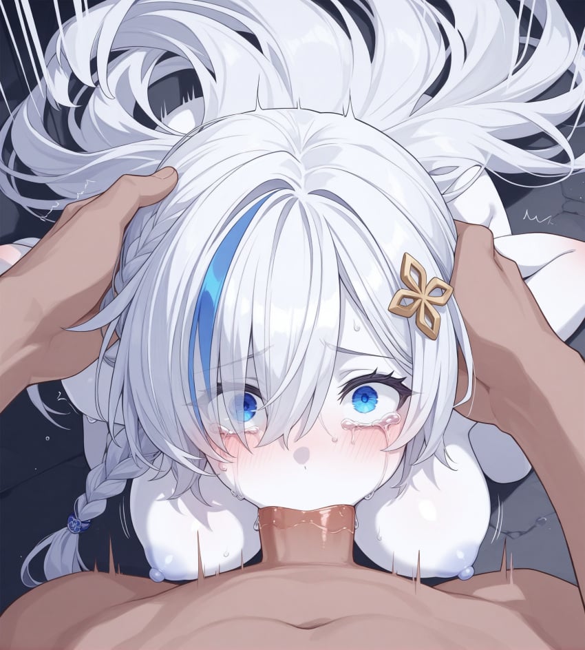 ai_generated azur_lane blowjob breasts crying deepthroat face_fucking female forced_oral kiriya_kuroshi long_hair male oral oral_rape oral_sex oral_vore rape tagme tb_(azur_lane) tears white_hair