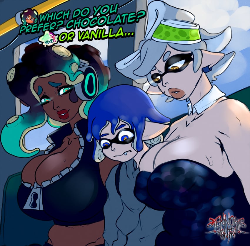 age_difference large_breasts marie_(splatoon) marina_(splatoon) public size_difference splatoon suggestive tagme tennohsmantra