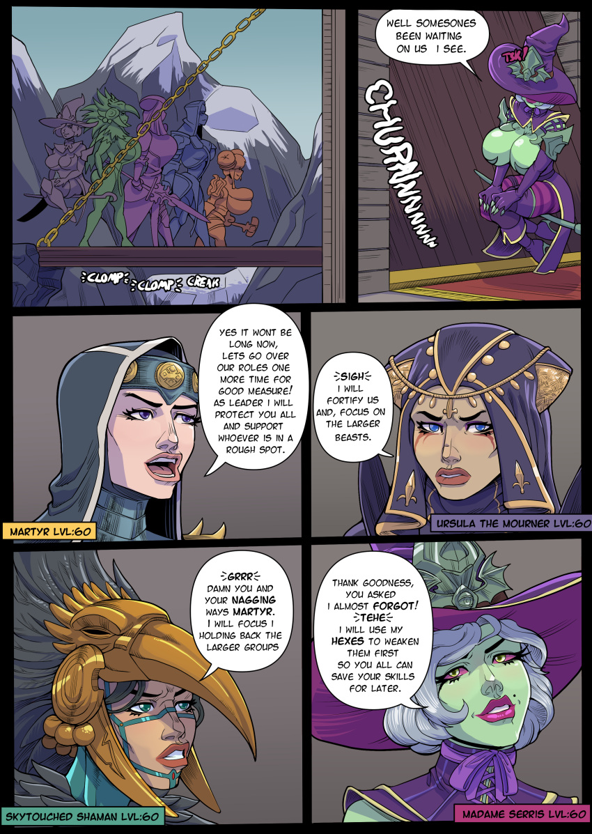 big_breasts breasts comic dialog dialogue english english_text female gigantic_breasts huge_breasts loonyjams madame_serris martyr_(raid_shadow_legends) maulie_tankard raid_shadow_legends skytouched_shaman_(raid_shadow_legends) ursula_the_mourner