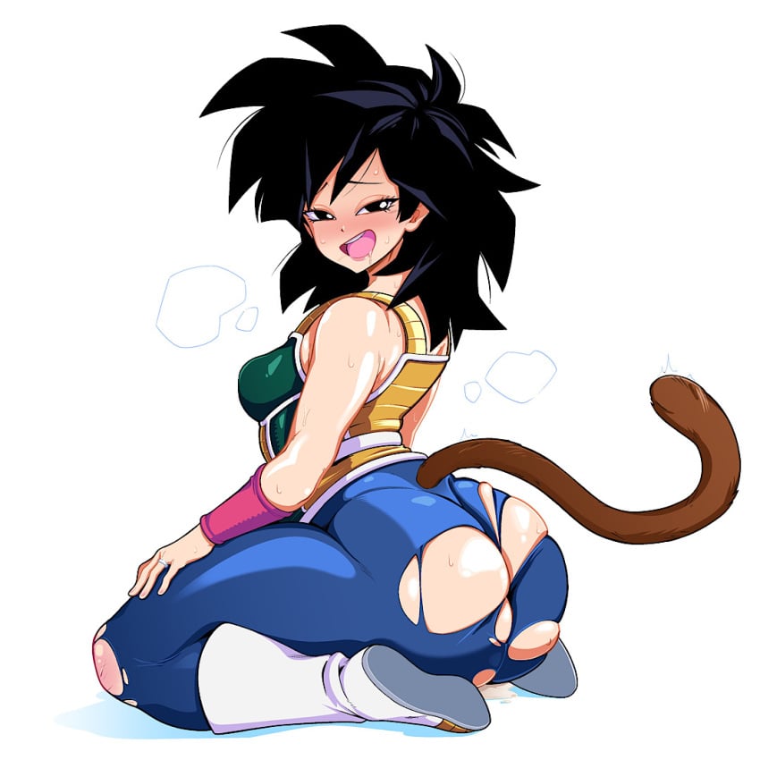 1girls alternate_breast_size alternate_version_available ass big_ass black_hair body_writing bodysuit boots bottom_heavy breasts bunkwizard dragon_ball dragon_ball_z eye_contact female gine long_hair looking_at_viewer milf mother ripped_bodysuit ripped_clothing saiyan small_breasts tail thick_thighs