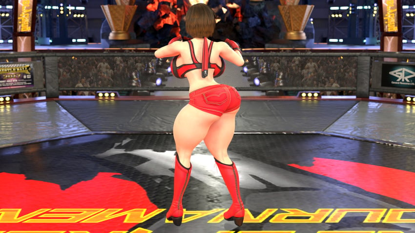 1girls 3d blender brown_hair female female_only huge_ass huge_breasts light-skinned_female reiko_hinomoto rumble_roses shocking_(artist) tagme thick_thighs wrestling wrestling_ring