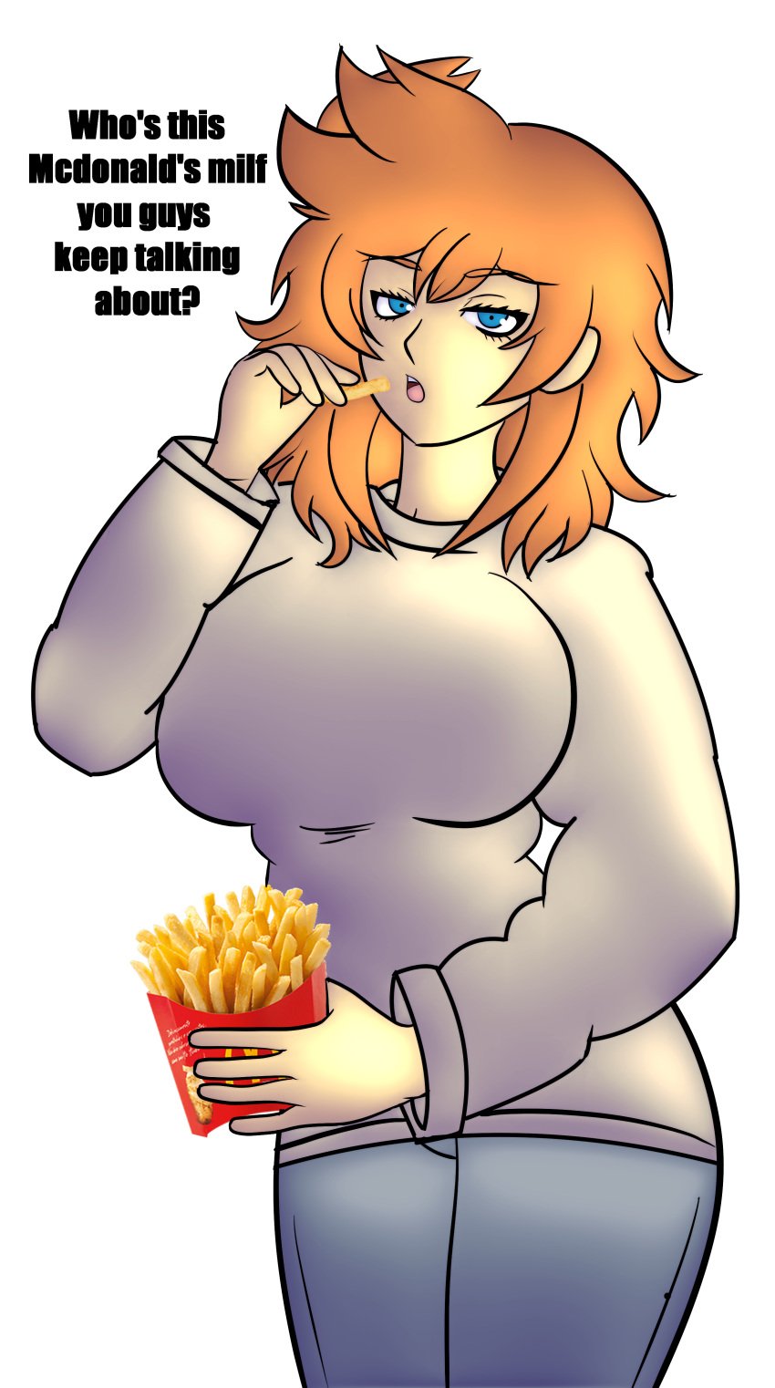 cosplay french_fries fries magnum_oppai mcdonald's mom_(japanese_mcdonald's_commercial) pumpkin_(magnum_oppai) sweat thick yoru_mac