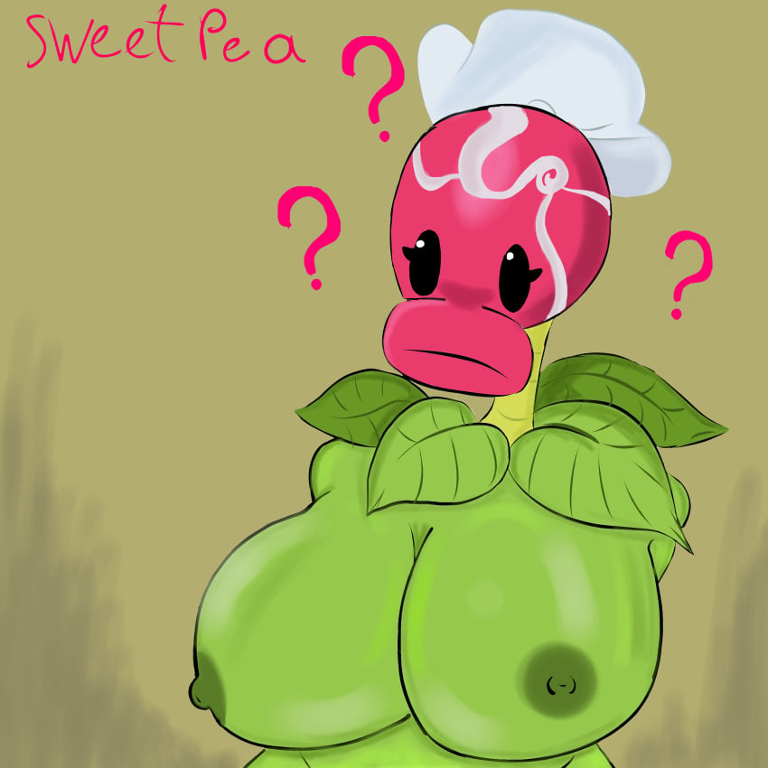 breasts candy chara_wantrp eyelashes green_nipples leaf leafs nipples peashooter_(pvz) pink_skin plant plantie plants_vs_zombies pvz rule_63 sweet_pea sweet_pea_(pvz) sweetpea thick