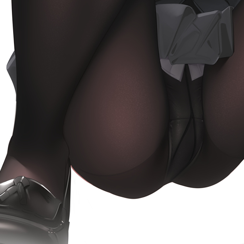 1:1_aspect_ratio ama_mitsuki close-up female female gusset loafers lower_body original panties_under_pantyhose pantsu pantyhose shoes simple_background skirt slip-on_shoes solo squatting thighs underwear upscaled upskirt white_background