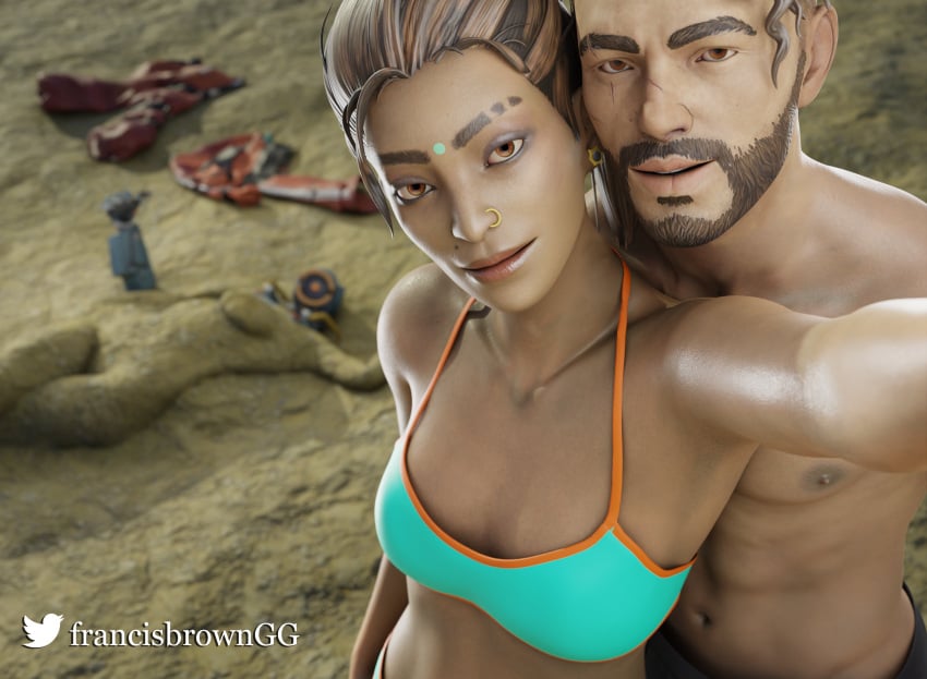 1boy 1girls 3d apex_legends elliott_witt female francis_brown indian indian_female mirage_(apex_legends) rampart_(apex_legends) ramya_parekh selfie straight tagme