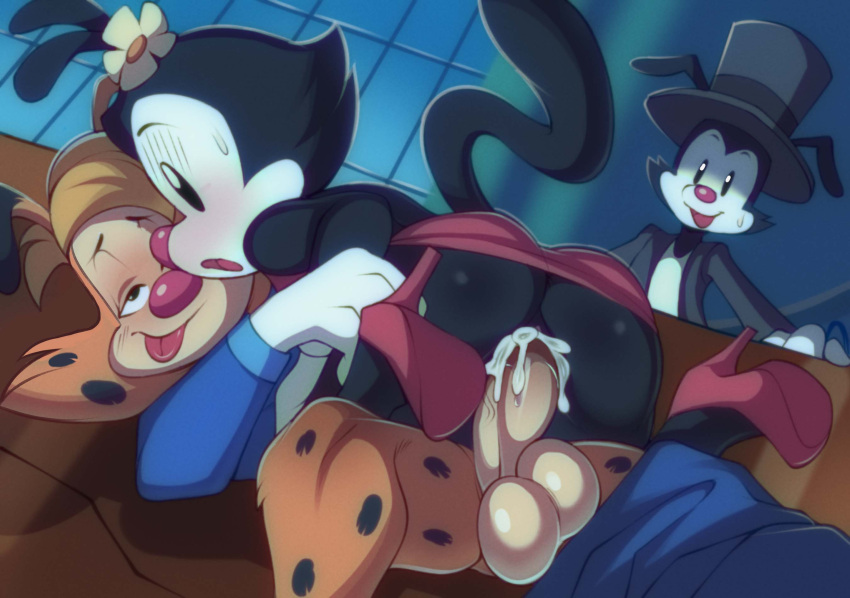 2022 animaniacs anthro anthro_on_anthro anthro_penetrated anthro_penetrating anthro_penetrating_anthro ass balls being_watched bobcat bodily_fluids bonkers bonkers_(series) bonkers_d._bobcat brother brother_and_sister clothed clothing crossover cum cum_in_pussy cum_inside disney dot_warner erection felid feline female female_penetrated footwear fur genital_fluids genitals group hi_res high_heels humanoid_genitalia humanoid_penis inkblot leaking_cum looking_at_another looking_pleasured lynx male male/female male_penetrating male_penetrating_female mammal no_underwear open_mouth orgasm penetration penile penile_penetration penis penis_in_pussy pussy sex sibling sister surprised_expression tongue tongue_out trio vaginal_penetration warner_brothers wildblur yakko_warner