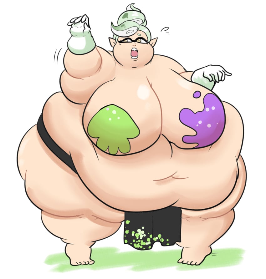 bbw fat female_sumo inkling lewdsona marie_(splatoon) mostly_nude mostly_nude_female nipple_pasties obese obese_female open_mouth solo solo_female solo_focus splatoon splatoon_(series) splatoon_2 sumo sumo_wrestler