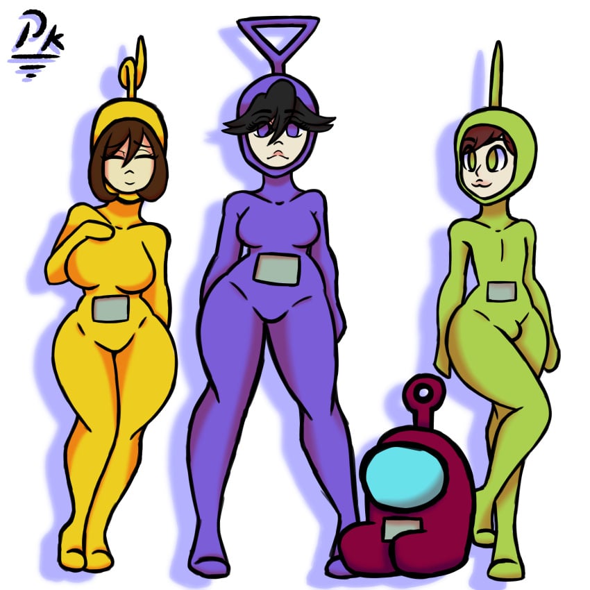 amogus among_us cbeebies cosplay curvy dipsy femboy girly group laa-laa latex latex_suit po_(teletubbies) teletubbies tinky_winky tiny_penis wide_hips wide_thighs