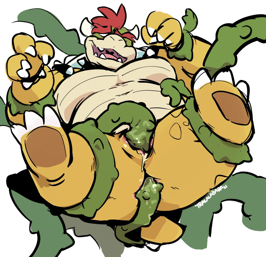 anal anal_sex animal_genitalia anthro armband bowser bracelet claws collar double_penetration duo genital_slit genitals hair haps hi_res horn jewelry koopa male male_only mario_(series) nintendo overweight overweight_anthro overweight_male penetration red_hair reptile scalie shell slit slit_penetration spiked_armband spiked_bracelet spiked_collar spiked_shell spikes spikes_(anatomy) tentacle tentacle_monster tentacle_sex video_games