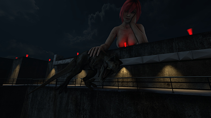 capcom dino_crisis giant_breasts giantess grabbing infamousmask macro regina_(dino_crisis) t_rex