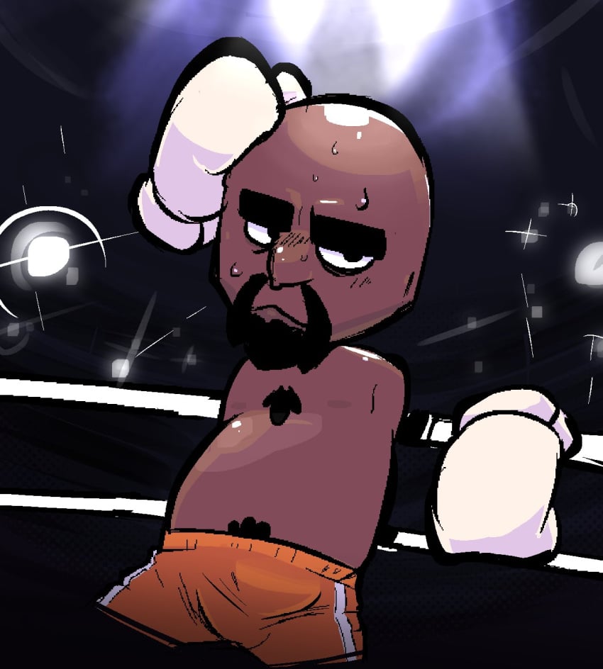 bald bara boxers boxing_gloves boxing_ring bulge chest_hair disembodied_hands goes_hard male_only matt_(wii_sports) mii mob_face naughtybassard pubes pubic_hair sweat thick_eyebrows torquewintress wii wii_sports