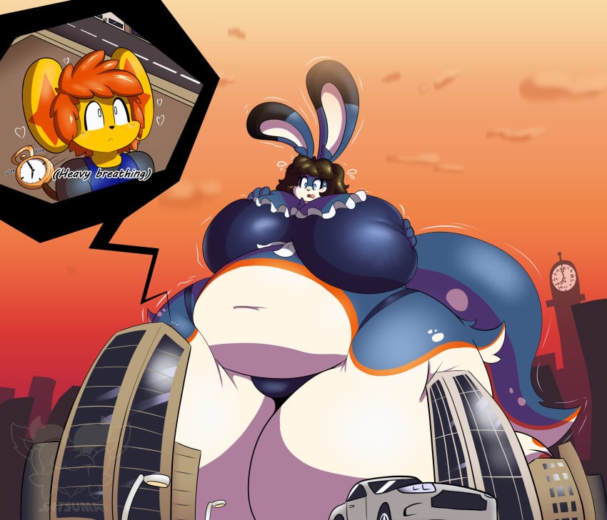 1boy 1girls big_ass big_breasts breasts bubble_butt chubby cleavage female furry huge_ass huge_breasts macro notmrsatsuma thick_thighs wide_hips