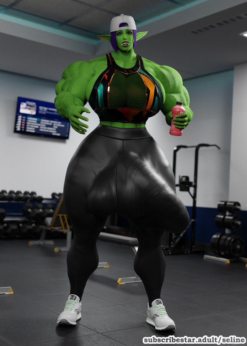 1futa 3d ball_bulge balls balls_under_clothes blue_eyes bulge dark-skinned_futanari dickgirl erection erection_under_clothes futa_only futanari glasses green_skin gym gym_clothes huge_balls huge_breasts huge_cock hyper hyper_balls hyper_penis muscles muscular muscular_futanari orc orc_(warcraft) orc_futanari penis penis_bulge penis_under_clothes purple_hair seline selinemukgrom solo solo_futa warcraft