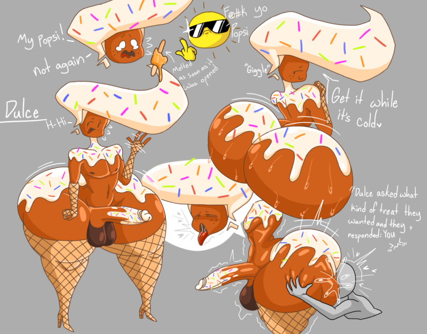 brown_skin eyes_rolling_back face_burried_in_ass fanart fat_ass femboy ice_cream_cone japansadface leggings long_hair male_only melted_ice_cream middle_finger not_my_oc red_tongue rimjob_face rimming shades sprinkles sprinkles_in_hair squeezing_butt sweaty_butt thick_thighs