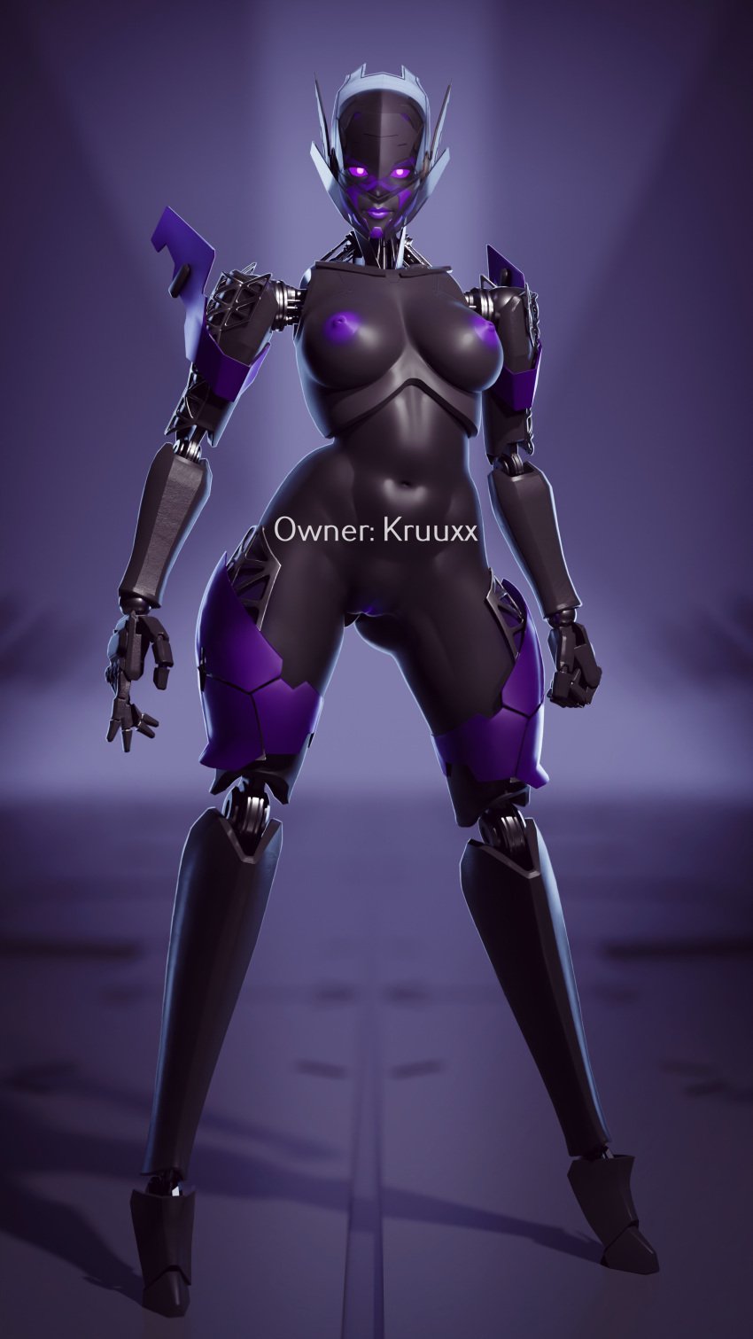 absurd_res android apulaz black_body breasts distracting_watermark female genitals hi_res humanoid lips living_machine machine nipples purple_eyes pussy robot skinny solo theta_(kruuxx) thighs watermark