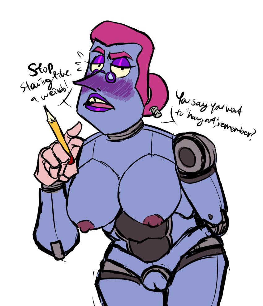 breasts female name_dropper pencil robot_girl robot_humanoid slimiesteel solo speech_bubble toontown_online