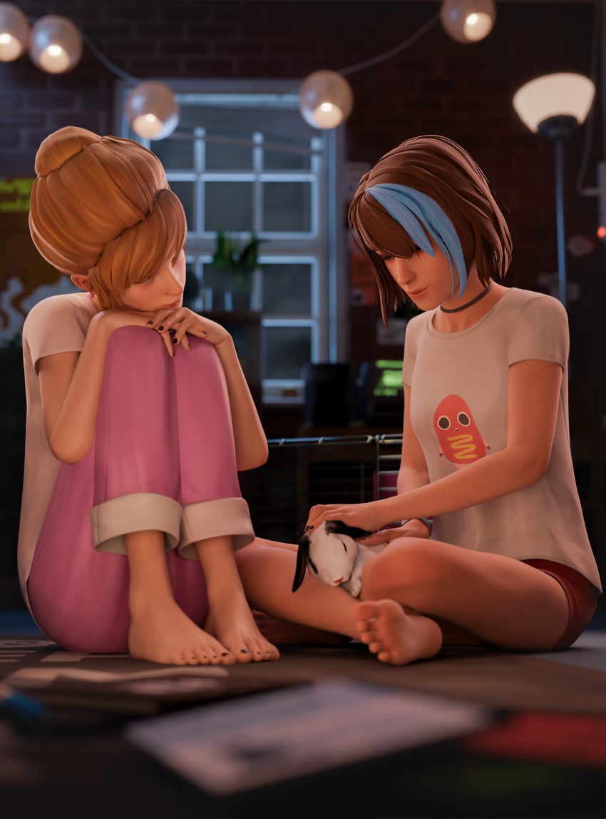 2girls 3d barefoot black_toenails clothed clothed_female clothing feet female full_color fully_clothed kate_marsh life_is_strange max_caulfield multiple_girls no_penetration sfw soles tagme toenail_polish toes ubermachineworks