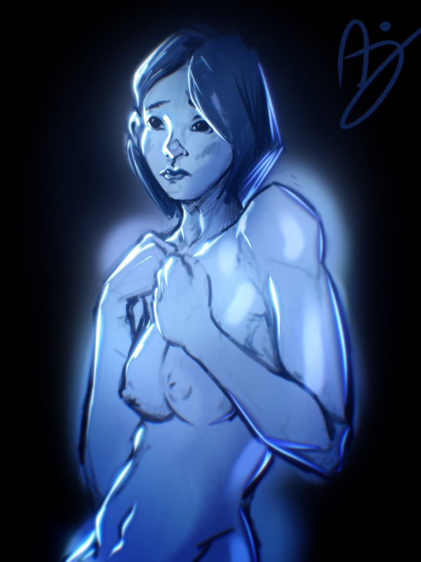 1girls 2d 343_industries applesauce_jack artificial_intelligence blue_hair blue_skin breasts dark_eyes glowing halo_(series) halo_infinite nipples nude the_weapon_(halo_infinite) xbox_game_studios