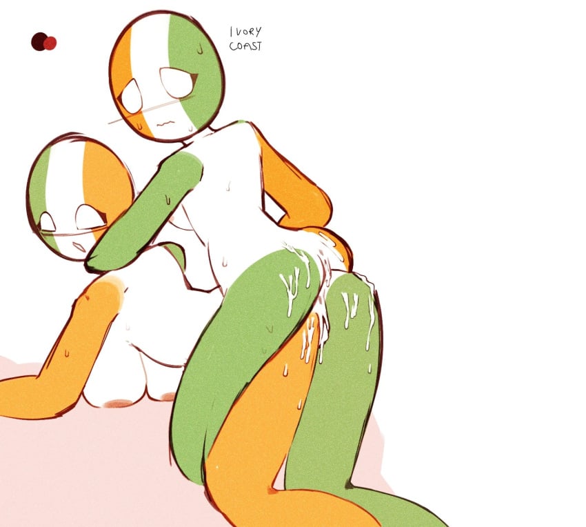 2girls ass bed côte_d'ivoire_(countryhumans) countryhumans countryhumans_girl cum_in_pussy cum_inside cum_on_ass cum_on_body eyelashes ireland_(countryhumans) large_breasts multicolored_body multiple_girls on_top_of_another sleepserumm small_breasts sweating thick_thighs white_background white_body white_eyes