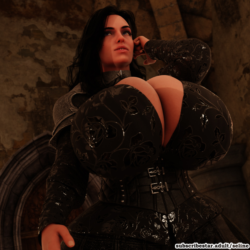 3d black_hair female female_only huge_ass huge_breasts human hyper_breasts large_ass large_breasts magician selinemukgrom solo solo_female the_witcher the_witcher_(series) the_witcher_3:_wild_hunt yennefer