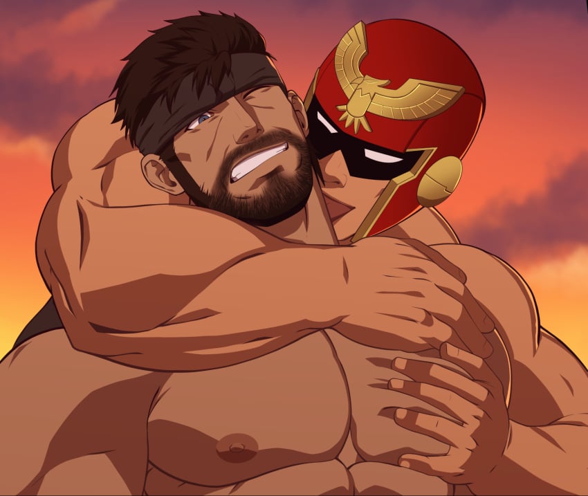 2boys ass captain_falcon cresxart f-zero gay grabbing high_resolution konami male male_only metal_gear metal_gear_solid muscular muscular_male nintendo pecs reward_available solid_snake super_smash_bros. yaoi