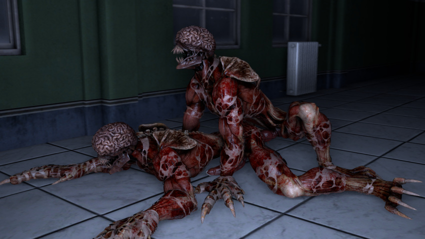 3d brain capcom cksks dark exposed_brain exposed_organs humanoid licker monster no_humans on_floor penis resident_evil resident_evil_2 resident_evil_2_remake sfm teratophilia