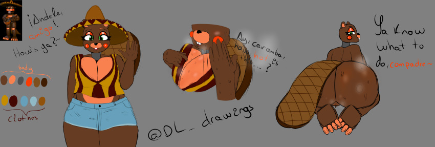 absurd_res animatronic anthro ass beaver big_breasts big_butt bodily_fluids bodily_fluids_in_pussy breast_squish breasts clothed clothing desesperadoleon el_chip english_text feet female five_nights_at_freddy's five_nights_at_freddy's_6 genitals hat headgear headwear hi_res huge_butt humanoid machine mammal pussy robot rodent scottgames sitting slightly_chubby solo spanish_text squish standing sweat text thick_thighs top_hat topwear ultimate_custom_night video_games