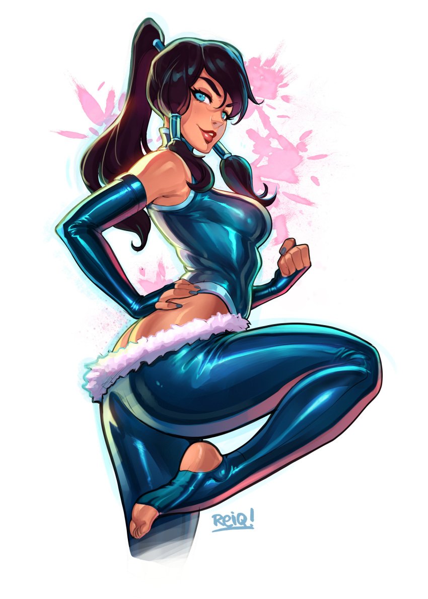 1girls artist_name ass ass_cleavage avatar_legends big_ass big_butt blue_eyes bubble_ass bubble_butt butt_crack clenched_fists clothing dark-skinned_female dark_skin detached_sleeves feet female female_only high_resolution highres korra legs medium_breasts nickelodeon ponytail reiq smooth_skin soles solo stirrup_legwear the_avatar the_legend_of_korra toeless_legwear toned toned_female water_tribe